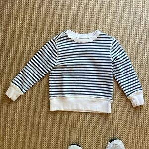 Crewcuts, XS (4-5T), navy and white striped sweatshirt